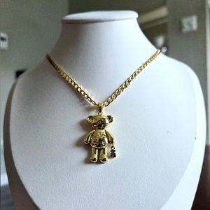 Cuban link chain size 22 inch with Bear pendant in 14k Laminated Gold.